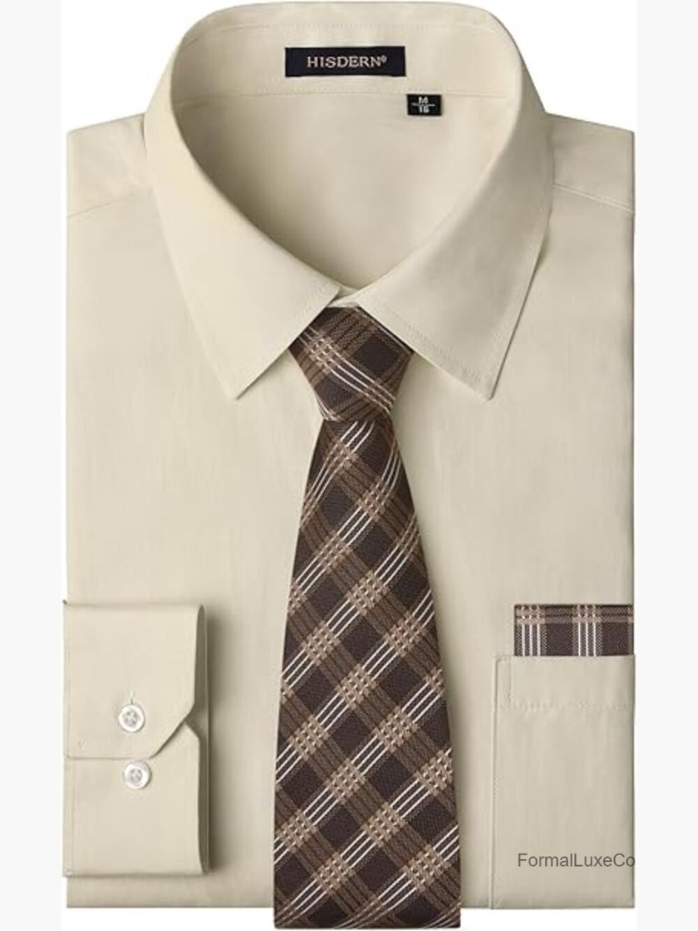 Slim Fit Dress Shirt Set with Tie & Pocket Square Wedding Business